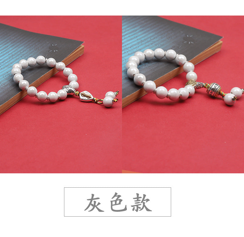 Fragrant Gray Porcelain Bracelet Boutique Men's and Women's Ceramic Bracelet Classic Duobao Macaron Fragrant Gray Colored Glaze Bracelet Get Goods