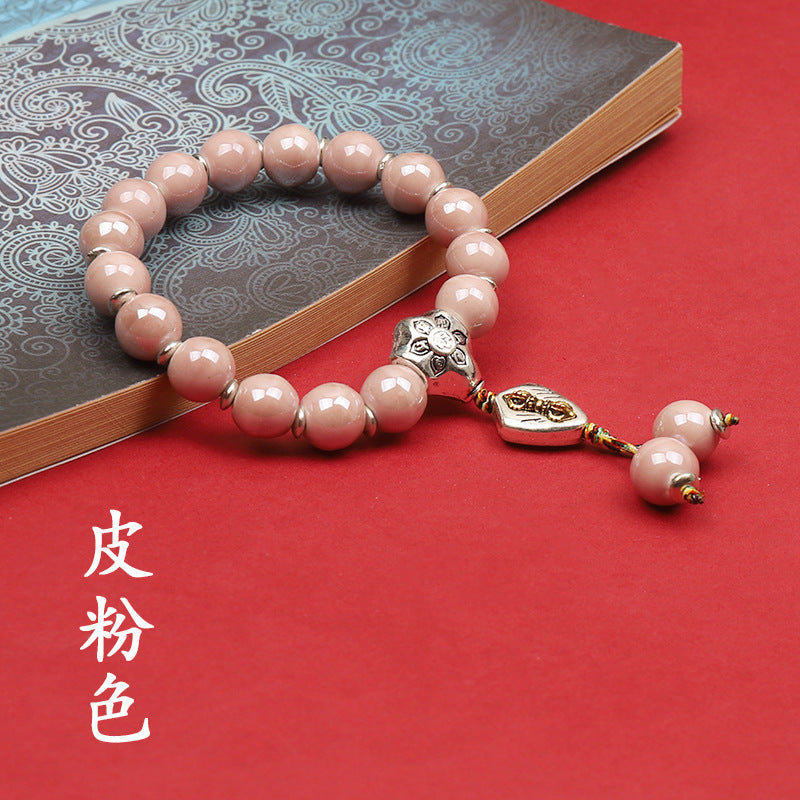 Fragrant Gray Porcelain Bracelet Boutique Men's and Women's Ceramic Bracelet Classic Duobao Macaron Fragrant Gray Colored Glaze Bracelet Get Goods