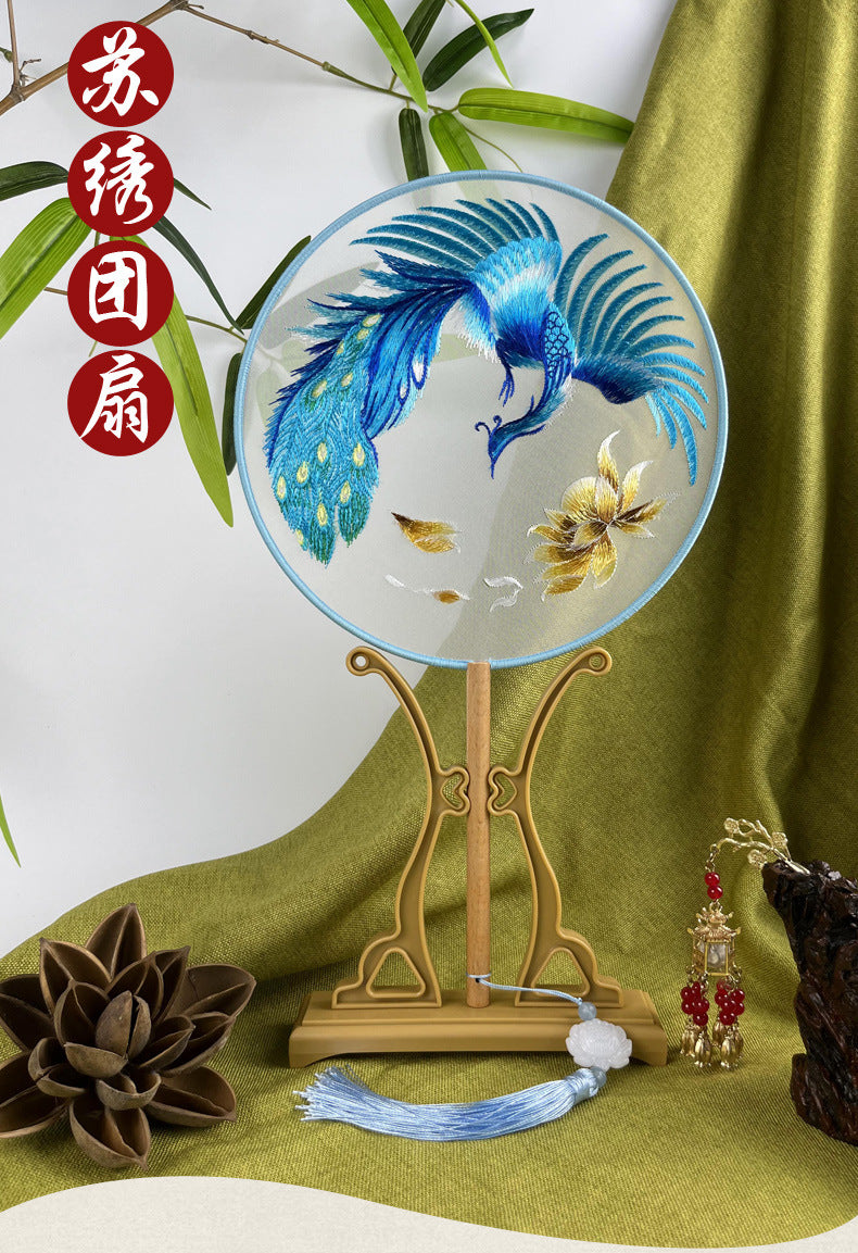 Traditional Fan Suzhou Double-Sided Embroidery Round Fan Dance Special Chinese Style Hanfu Cheongsam Classical Round Fan Summer Fan