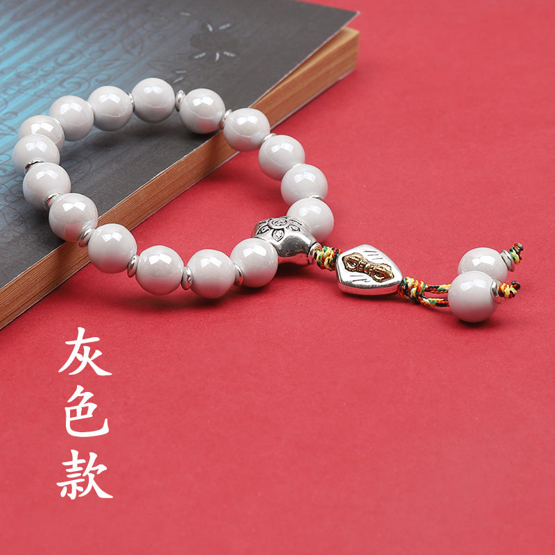 Fragrant Gray Porcelain Bracelet Boutique Men's and Women's Ceramic Bracelet Classic Duobao Macaron Fragrant Gray Colored Glaze Bracelet Get Goods