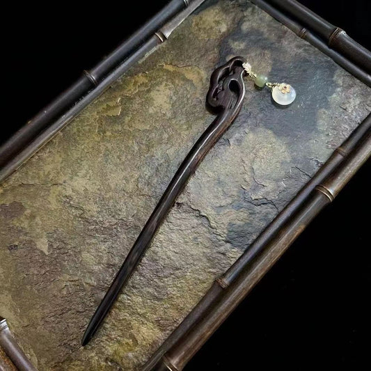 Peaceful and Smooth Cloud Natural Ebony Hairpin Jade Pendant High-end Song Dynasty Ancient Style Intangible Cultural Heritage Accessories Wholesale