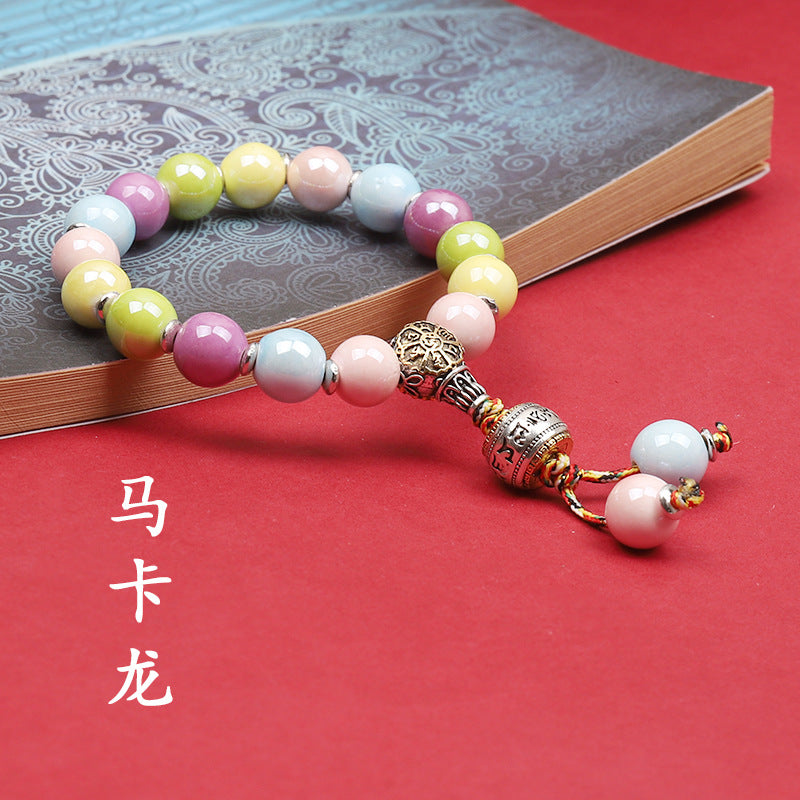 Fragrant Gray Porcelain Bracelet Boutique Men's and Women's Ceramic Bracelet Classic Duobao Macaron Fragrant Gray Colored Glaze Bracelet Get Goods
