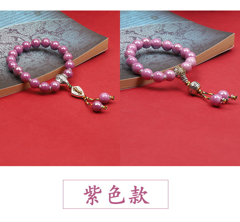 Fragrant Gray Porcelain Bracelet Boutique Men's and Women's Ceramic Bracelet Classic Duobao Macaron Fragrant Gray Colored Glaze Bracelet Get Goods