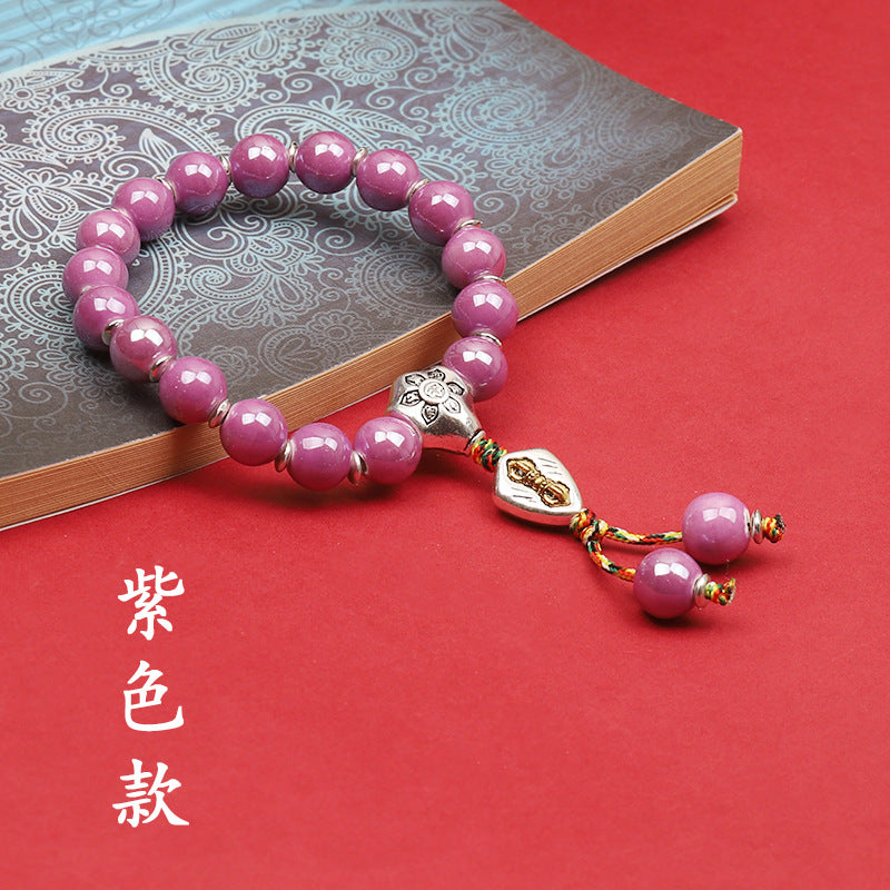 Fragrant Gray Porcelain Bracelet Boutique Men's and Women's Ceramic Bracelet Classic Duobao Macaron Fragrant Gray Colored Glaze Bracelet Get Goods