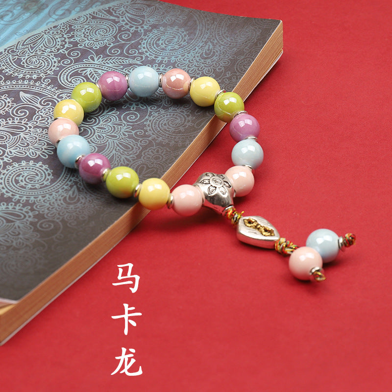 Fragrant Gray Porcelain Bracelet Boutique Men's and Women's Ceramic Bracelet Classic Duobao Macaron Fragrant Gray Colored Glaze Bracelet Get Goods