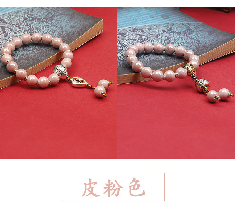 Fragrant Gray Porcelain Bracelet Boutique Men's and Women's Ceramic Bracelet Classic Duobao Macaron Fragrant Gray Colored Glaze Bracelet Get Goods