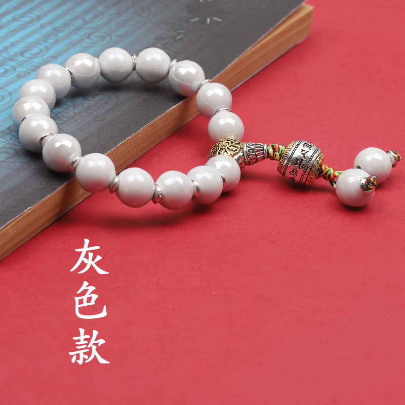 Fragrant Gray Porcelain Bracelet Boutique Men's and Women's Ceramic Bracelet Classic Duobao Macaron Fragrant Gray Colored Glaze Bracelet Get Goods