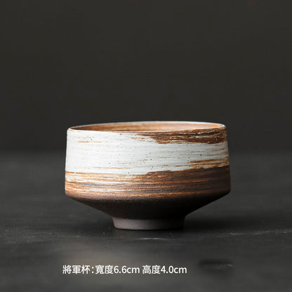 Coarse Pottery Tea Cup Creative Tea Cup Japanese Style Tea Cup Cross-Border Supply Retro Ceramic Master Cup Kung Fu Small Tea Bowl