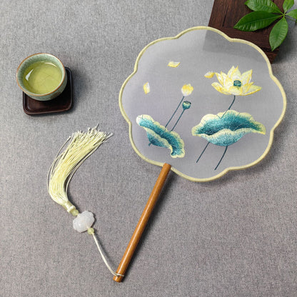 Traditional Fan Suzhou Double-Sided Embroidery Round Fan Dance Special Chinese Style Hanfu Cheongsam Classical Round Fan Summer Fan