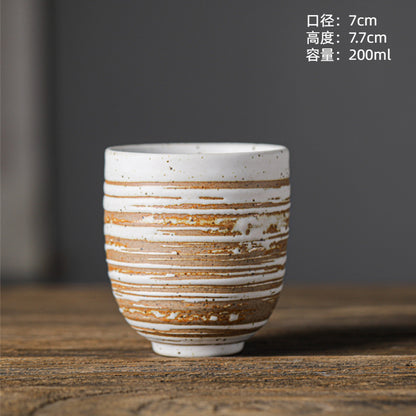 Coarse Pottery Tea Cup Creative Tea Cup Japanese Style Tea Cup Cross-Border Supply Retro Ceramic Master Cup Kung Fu Small Tea Bowl