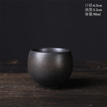 Coarse Pottery Tea Cup Creative Tea Cup Japanese Style Tea Cup Cross-Border Supply Retro Ceramic Master Cup Kung Fu Small Tea Bowl