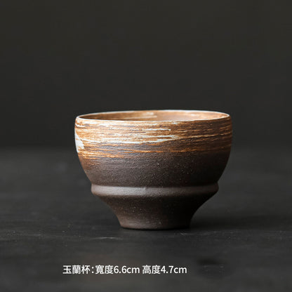 Coarse Pottery Tea Cup Creative Tea Cup Japanese Style Tea Cup Cross-Border Supply Retro Ceramic Master Cup Kung Fu Small Tea Bowl