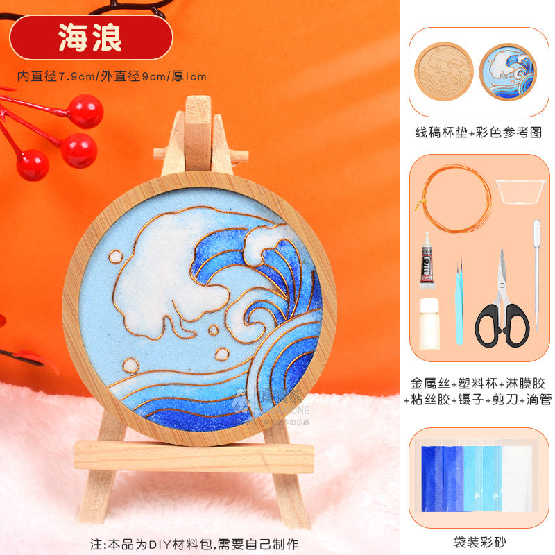 Cloisonné Enamel diy Material Kit Cloisonné Coaster Chinese Style Handmade Team Building Warm-Up Activity Manufacturer Wholesale