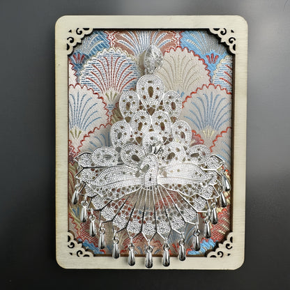 Guizhou Miao Ethnic Cultural Creative Refrigerator Magnet Dai Embroidery Cloth Large and Small Frame Three-Dimensional Phoenix Looking Back Guizhou Tourist Souvenir