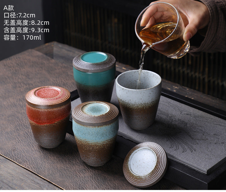 Coarse Pottery Tea Cup Creative Tea Cup Japanese Style Tea Cup Cross-Border Supply Retro Ceramic Master Cup Kung Fu Small Tea Bowl
