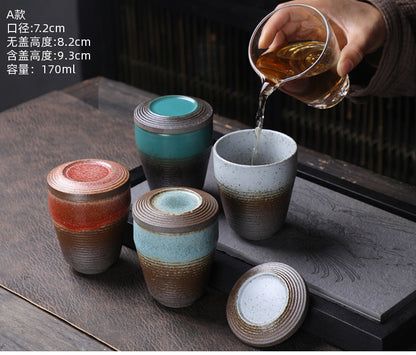 Coarse Pottery Tea Cup Creative Tea Cup Japanese Style Tea Cup Cross-Border Supply Retro Ceramic Master Cup Kung Fu Small Tea Bowl