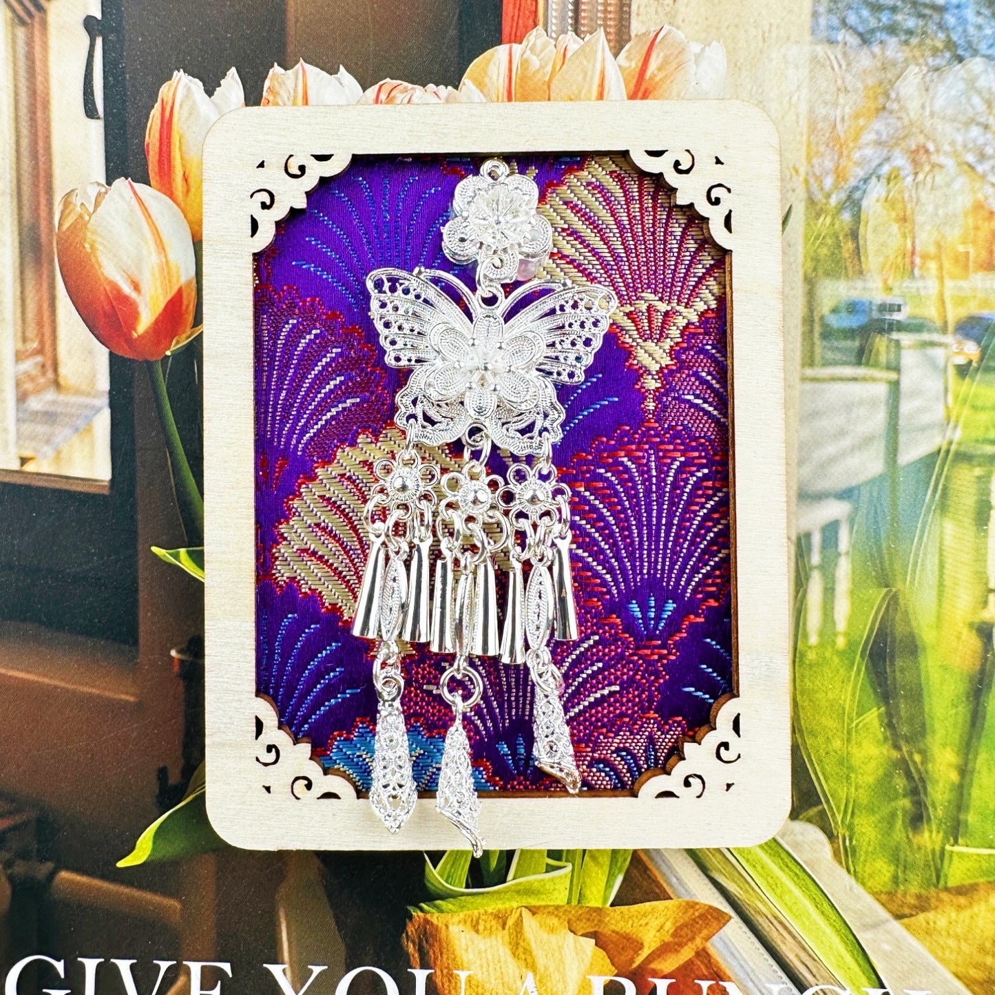 Guizhou Miao Ethnic Cultural Creative Refrigerator Magnet Dai Embroidery Cloth Large and Small Frame Three-Dimensional Phoenix Looking Back Guizhou Tourist Souvenir