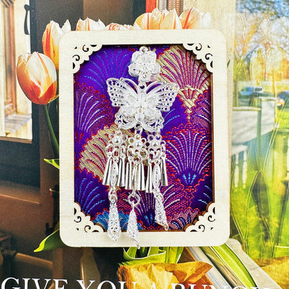 Guizhou Miao Ethnic Cultural Creative Refrigerator Magnet Dai Embroidery Cloth Large and Small Frame Three-Dimensional Phoenix Looking Back Guizhou Tourist Souvenir