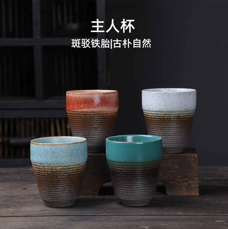 Coarse Pottery Tea Cup Creative Tea Cup Japanese Style Tea Cup Cross-Border Supply Retro Ceramic Master Cup Kung Fu Small Tea Bowl