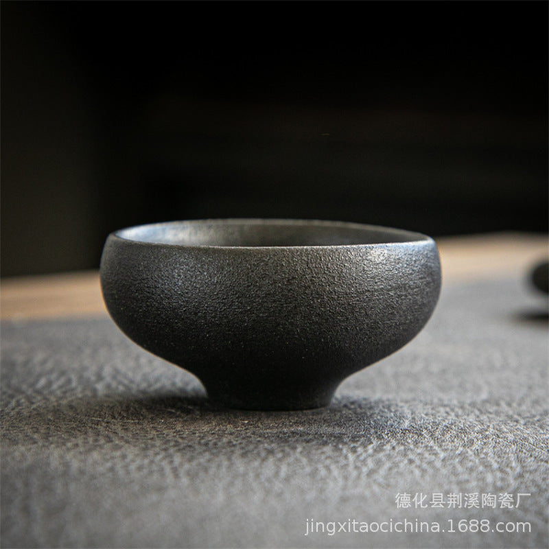 Coarse Pottery Tea Cup Creative Tea Cup Japanese Style Tea Cup Cross-Border Supply Retro Ceramic Master Cup Kung Fu Small Tea Bowl