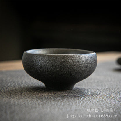 Coarse Pottery Tea Cup Creative Tea Cup Japanese Style Tea Cup Cross-Border Supply Retro Ceramic Master Cup Kung Fu Small Tea Bowl
