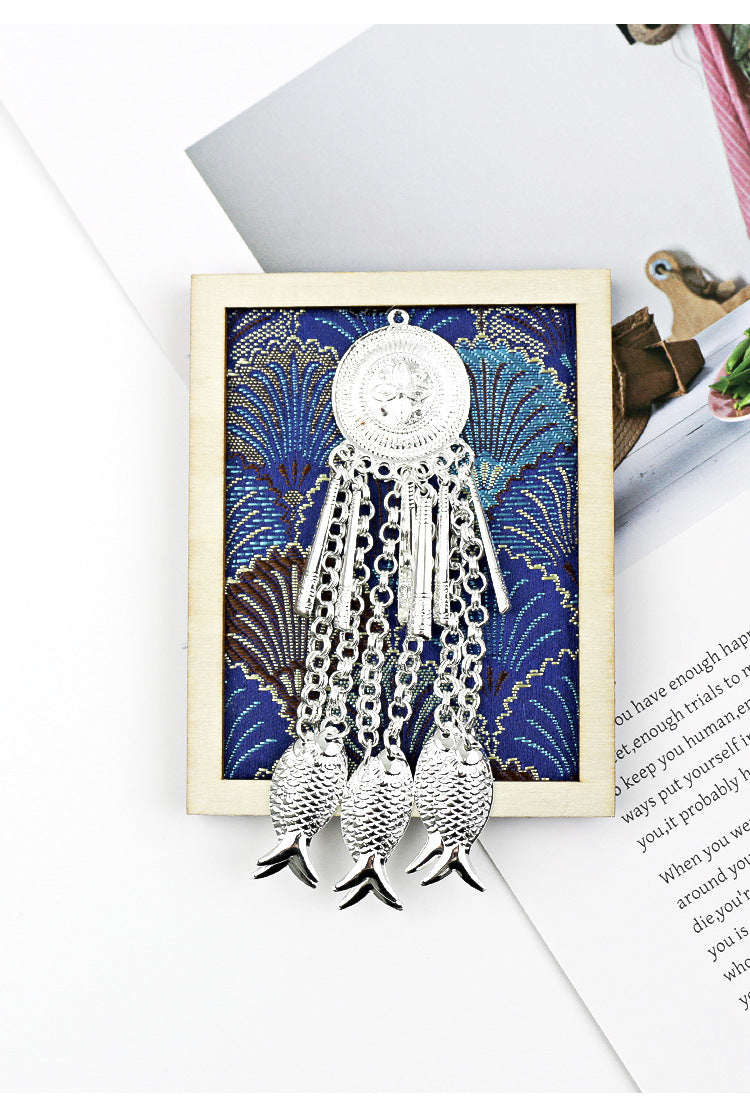 Guizhou Miao Ethnic Cultural Creative Refrigerator Magnet Dai Embroidery Cloth Large and Small Frame Three-Dimensional Phoenix Looking Back Guizhou Tourist Souvenir