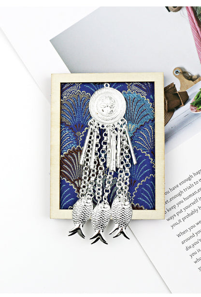 Guizhou Miao Ethnic Cultural Creative Refrigerator Magnet Dai Embroidery Cloth Large and Small Frame Three-Dimensional Phoenix Looking Back Guizhou Tourist Souvenir