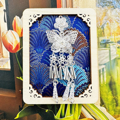 Guizhou Miao Ethnic Cultural Creative Refrigerator Magnet Dai Embroidery Cloth Large and Small Frame Three-Dimensional Phoenix Looking Back Guizhou Tourist Souvenir