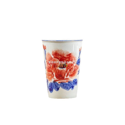 300ml Exquisite Chinese Style Cola Cup Jingdezhen High Temperature Underglaze Hand-painted Simple Household Water Cup Tableware