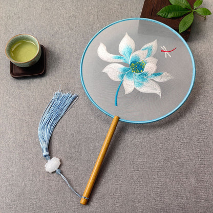 Traditional Fan Suzhou Double-Sided Embroidery Round Fan Dance Special Chinese Style Hanfu Cheongsam Classical Round Fan Summer Fan