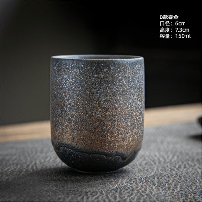 Coarse Pottery Tea Cup Creative Tea Cup Japanese Style Tea Cup Cross-Border Supply Retro Ceramic Master Cup Kung Fu Small Tea Bowl