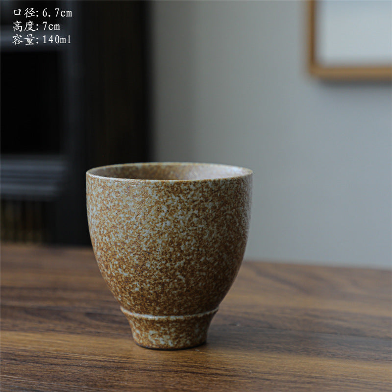 Coarse Pottery Tea Cup Creative Tea Cup Japanese Style Tea Cup Cross-Border Supply Retro Ceramic Master Cup Kung Fu Small Tea Bowl