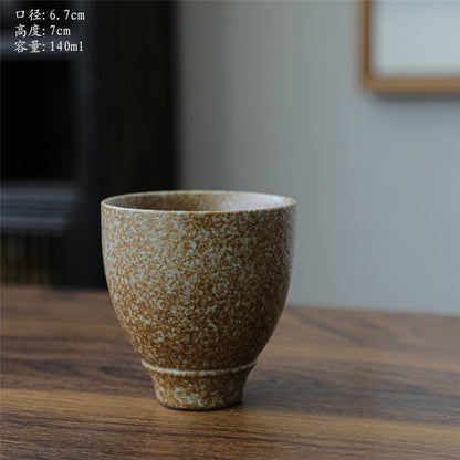 Coarse Pottery Tea Cup Creative Tea Cup Japanese Style Tea Cup Cross-Border Supply Retro Ceramic Master Cup Kung Fu Small Tea Bowl