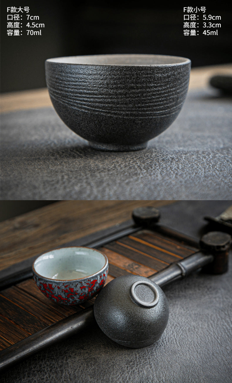 Coarse Pottery Tea Cup Creative Tea Cup Japanese Style Tea Cup Cross-Border Supply Retro Ceramic Master Cup Kung Fu Small Tea Bowl