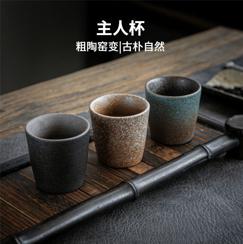 Coarse Pottery Tea Cup Creative Tea Cup Japanese Style Tea Cup Cross-Border Supply Retro Ceramic Master Cup Kung Fu Small Tea Bowl