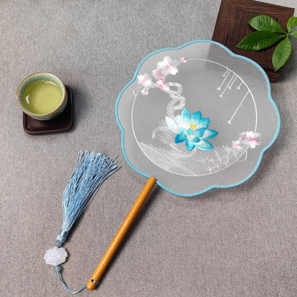 Traditional Fan Suzhou Double-Sided Embroidery Round Fan Dance Special Chinese Style Hanfu Cheongsam Classical Round Fan Summer Fan