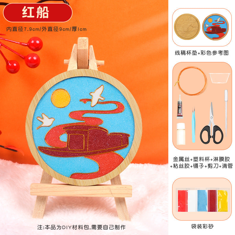 Cloisonné Enamel diy Material Kit Cloisonné Coaster Chinese Style Handmade Team Building Warm-Up Activity Manufacturer Wholesale