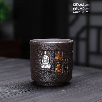 Coarse Pottery Tea Cup Creative Tea Cup Japanese Style Tea Cup Cross-Border Supply Retro Ceramic Master Cup Kung Fu Small Tea Bowl