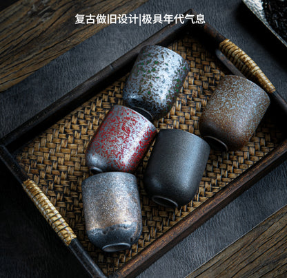 Coarse Pottery Tea Cup Creative Tea Cup Japanese Style Tea Cup Cross-Border Supply Retro Ceramic Master Cup Kung Fu Small Tea Bowl