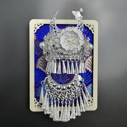 Guizhou Miao Ethnic Cultural Creative Refrigerator Magnet Dai Embroidery Cloth Large and Small Frame Three-Dimensional Phoenix Looking Back Guizhou Tourist Souvenir