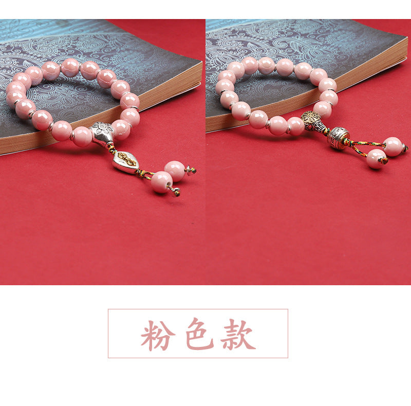Fragrant Gray Porcelain Bracelet Boutique Men's and Women's Ceramic Bracelet Classic Duobao Macaron Fragrant Gray Colored Glaze Bracelet Get Goods