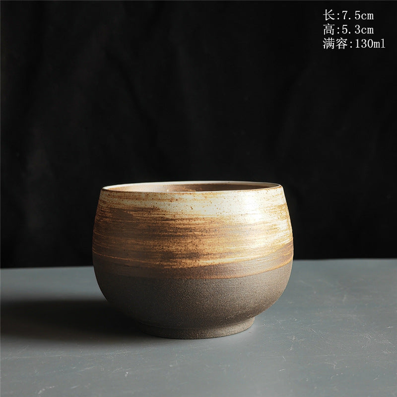 Coarse Pottery Tea Cup Creative Tea Cup Japanese Style Tea Cup Cross-Border Supply Retro Ceramic Master Cup Kung Fu Small Tea Bowl