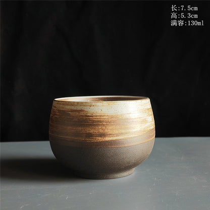 Coarse Pottery Tea Cup Creative Tea Cup Japanese Style Tea Cup Cross-Border Supply Retro Ceramic Master Cup Kung Fu Small Tea Bowl