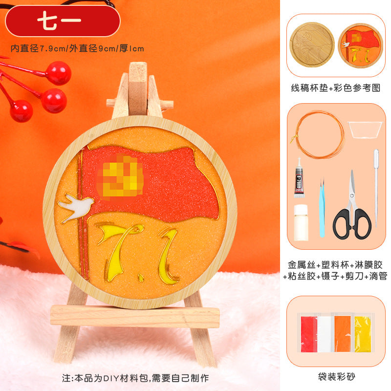 Cloisonné Enamel diy Material Kit Cloisonné Coaster Chinese Style Handmade Team Building Warm-Up Activity Manufacturer Wholesale