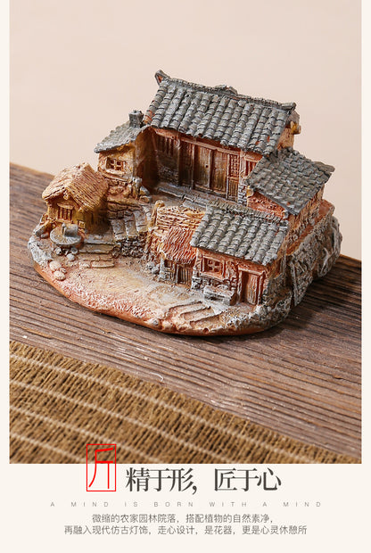 Resin Miniature House Desktop Craft Garden Landscaping Potted Plant Bonsai National Trend