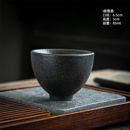 Coarse Pottery Tea Cup Creative Tea Cup Japanese Style Tea Cup Cross-Border Supply Retro Ceramic Master Cup Kung Fu Small Tea Bowl