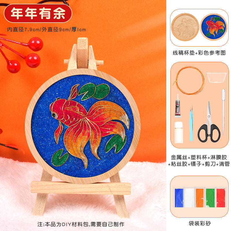 Cloisonné Enamel diy Material Kit Cloisonné Coaster Chinese Style Handmade Team Building Warm-Up Activity Manufacturer Wholesale