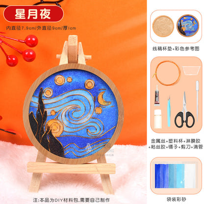 Cloisonné Enamel diy Material Kit Cloisonné Coaster Chinese Style Handmade Team Building Warm-Up Activity Manufacturer Wholesale