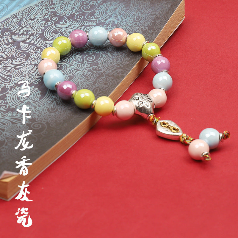 Fragrant Gray Porcelain Bracelet Boutique Men's and Women's Ceramic Bracelet Classic Duobao Macaron Fragrant Gray Colored Glaze Bracelet Get Goods