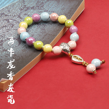 Fragrant Gray Porcelain Bracelet Boutique Men's and Women's Ceramic Bracelet Classic Duobao Macaron Fragrant Gray Colored Glaze Bracelet Get Goods